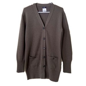 Chanel taupe brown casmere button front cardigan women’s 38